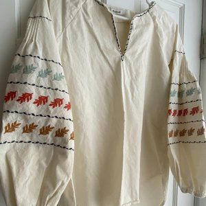 Madewell Boho Embroidered Blouse Size Small